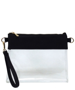 Fashion See Thru Transparent Clutch Crossbody Bag AD200T BLACK /